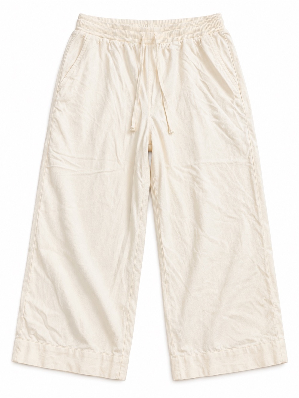 Women’s Wide-Leg Drawstring Pants in Cream